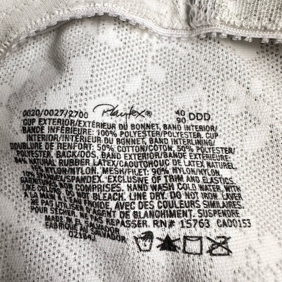 BRA Playtex 40DDD White 2700 No Wire Full Coverage 5 Eye 3444 AF - Picture 4 of 10